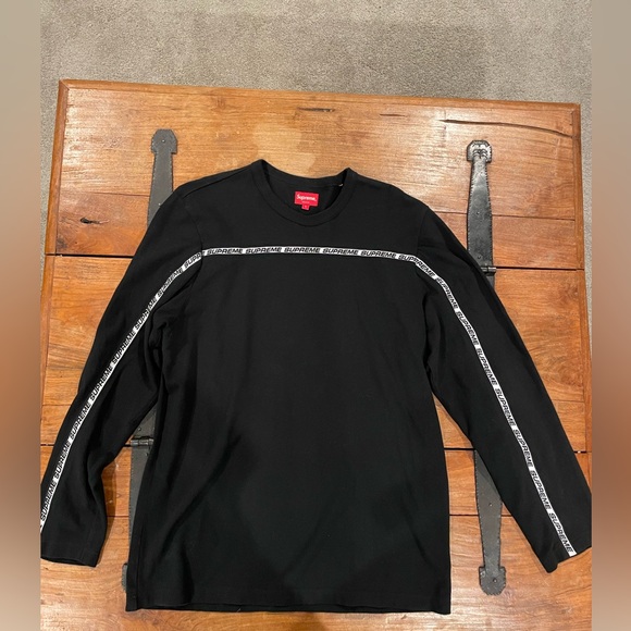 Supreme Tape Stripe Long Sleeve Pique Top Size Large- F/W 2017 Drop - Picture 3 of 4